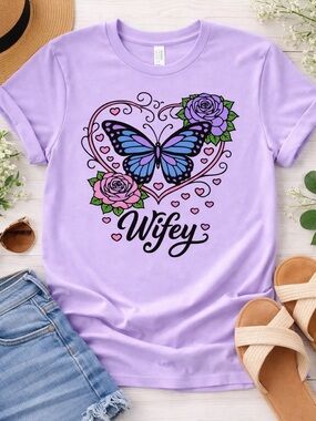 Lavender Butterfly 'Wifey' Graphic Tee